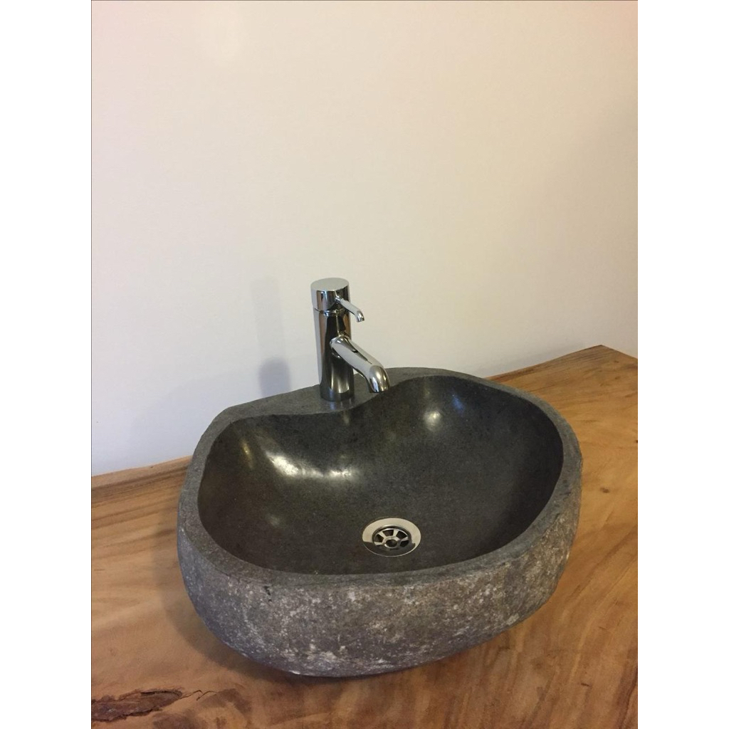 washtafel batu alam / washtafel batu sungai plus lobang kran