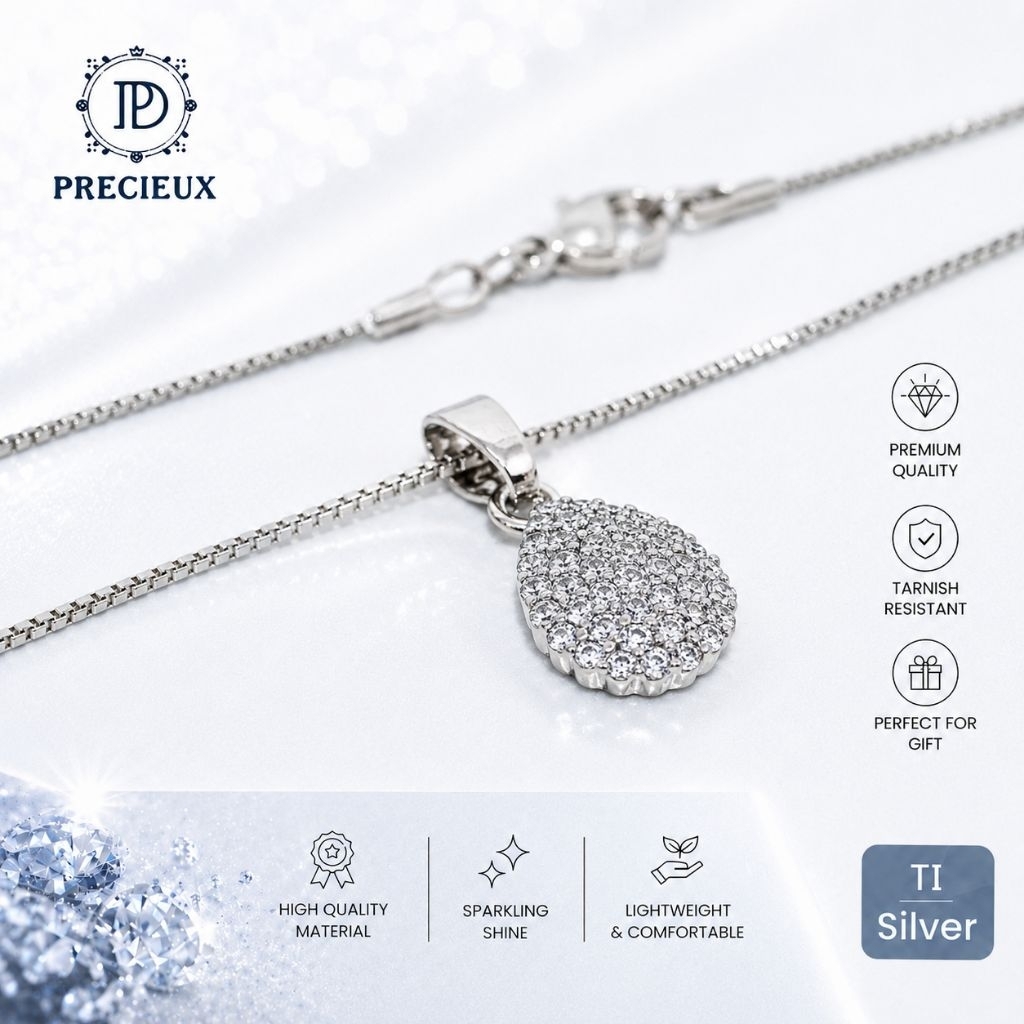 Kalung Titanium Wanita Premium Luxury Rhodium Ion Plated Liquid Love Titanium Necklace "Precieux Jew