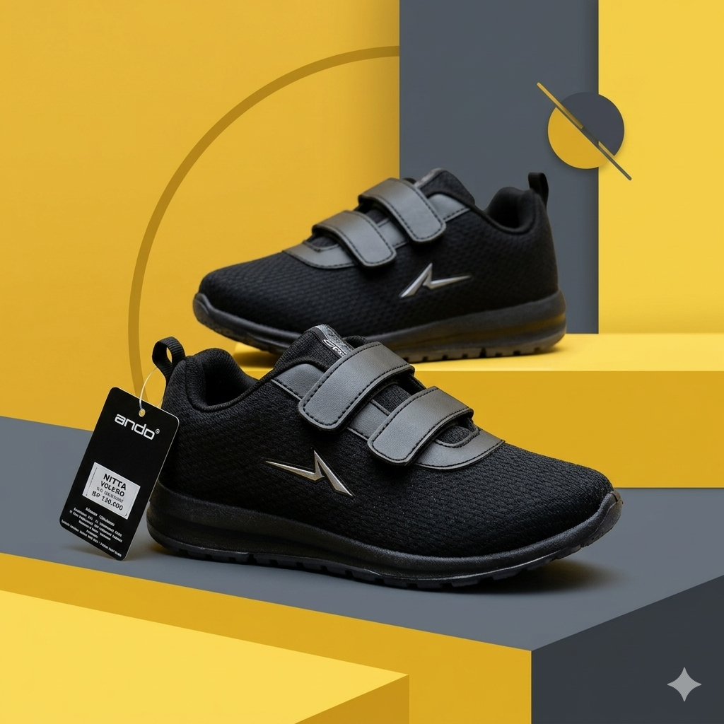 Sepatu Ando Velcro Size 29 - 36 Sekolah Anak Perempuan Laki Laki Paud TK SD Sneakers Ando Kreketan