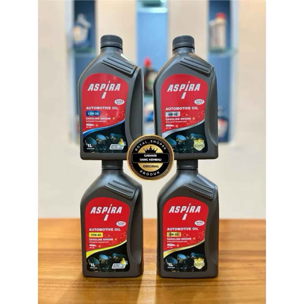 OLI MOBIL ASPIRA SAE 0W-20 / 5W-30 / 10W-30 / 10W-40 API SN 1LITER ( OLI ASPIRA BY SHELL ) ORIGINAL