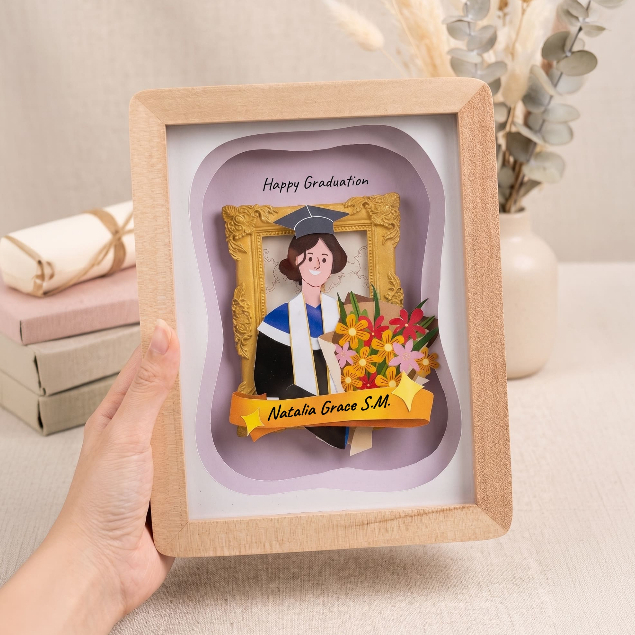 Custom 3D Frame mix clay – Kado Wisuda Custom | Handmade 3D Paper Art mix clay | Gift Wisuda Unik