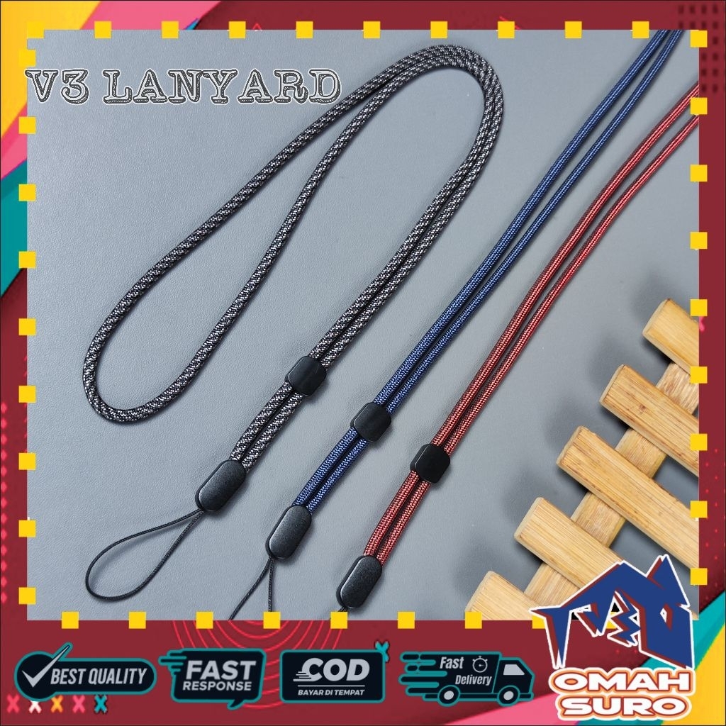 V3 LANYARD TALI PARACORD/KALUNG HANDPHONE/GANTUNGAN HP/ID CARD/NAME TAG/KAMERA-OMAH SURO