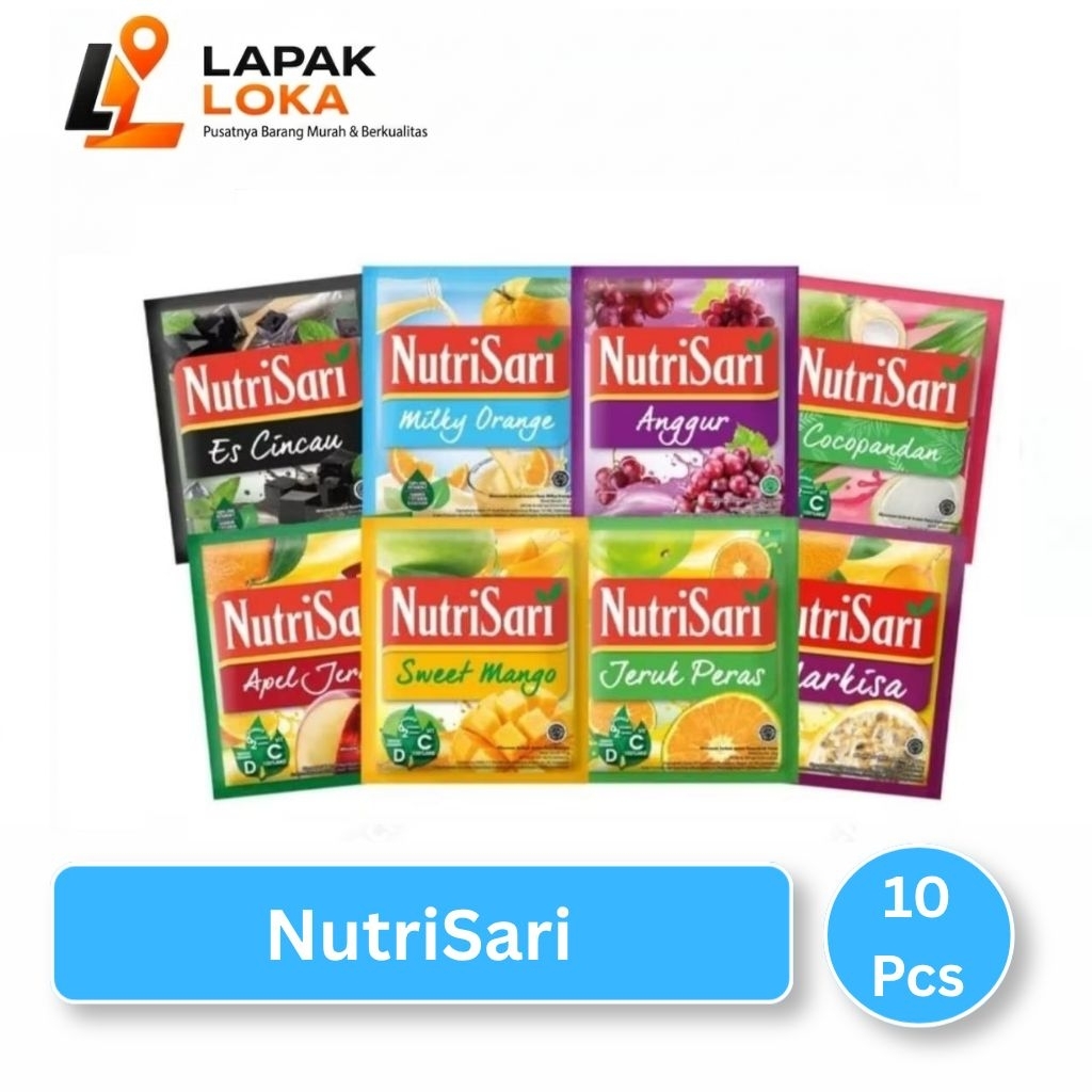 10 Pcs NutriSari Sachet Aneka Rasa - Minuman Serbuk Segar Kaya Vitamin C