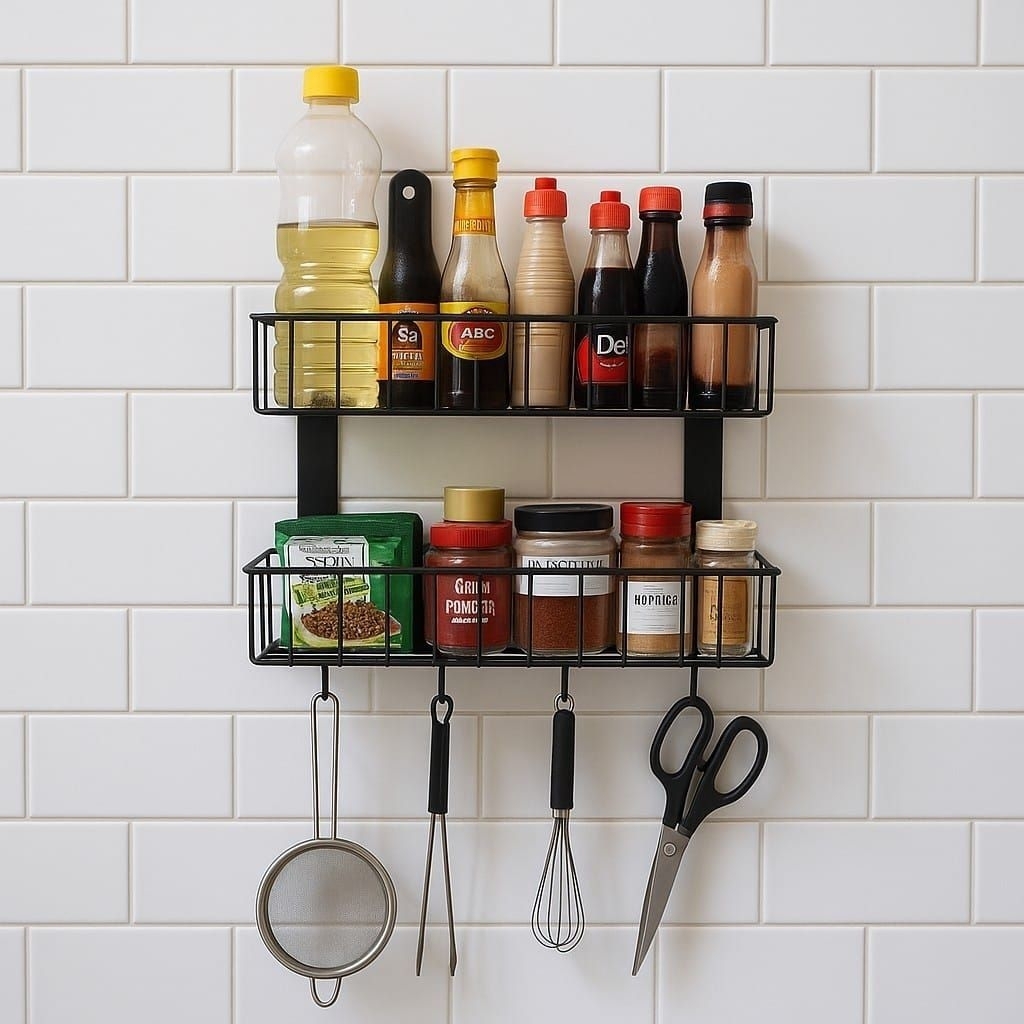 Rak dapur dinding besi/rak kamar mandi dinding besi Rak serbaguna anti karat