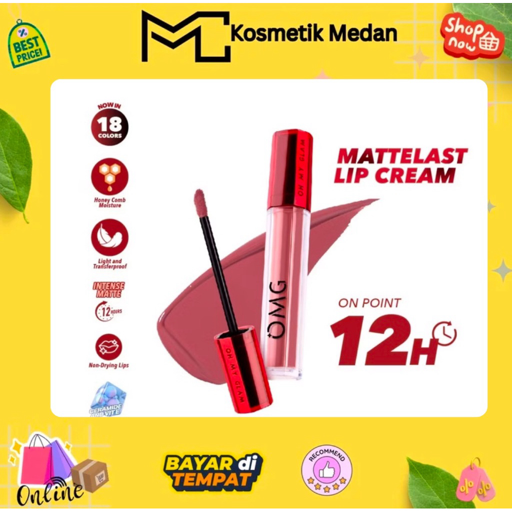 OMG-OH MY GLAM MATTE KISS LIPCREAM jojoba oil with vit E-Lip Cream Matte Dengan Warna Intense, Tahan