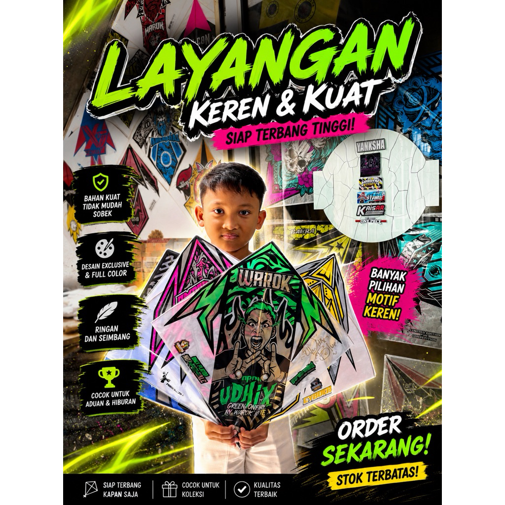 layangan kertas isi 8 pcs polos sukhoi