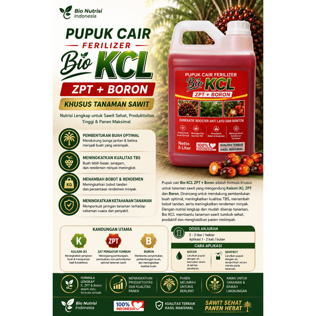 Pupuk Cair Sawit Bio KCL 5 Liter