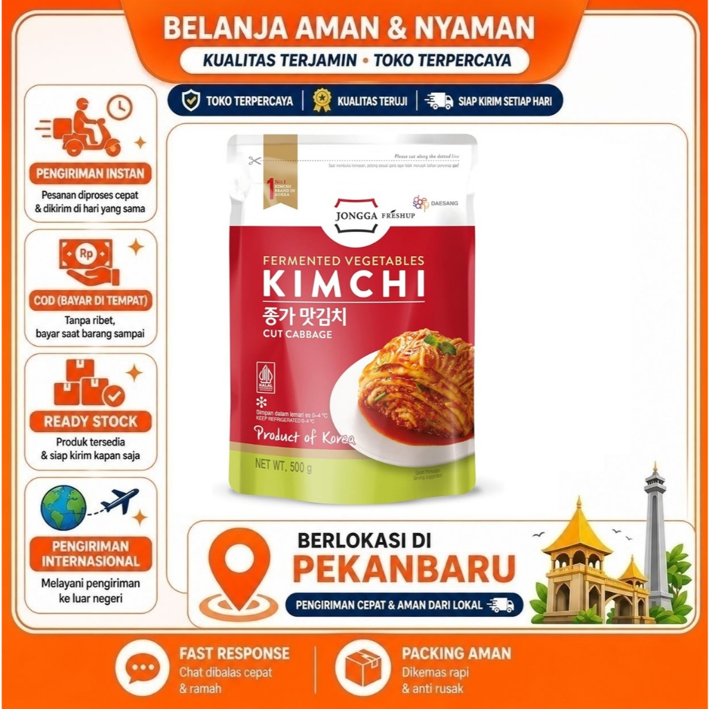 [SDW] pekanbaru/500 Gram Jongga Freshup Kimchi Cut Cabbage Fermented Vegetables Daesang Korea Halal