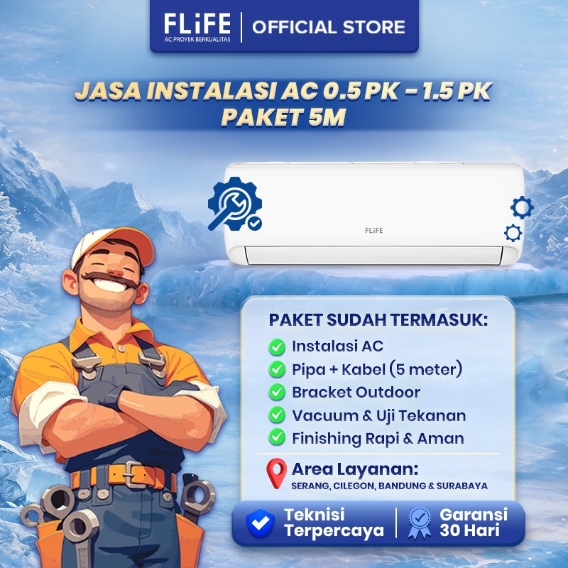 Jasa Instalasi AC 1/2 PK – 1,5 PK Paket 5 METER — Serang, Cilegon, Bandung & Surabaya