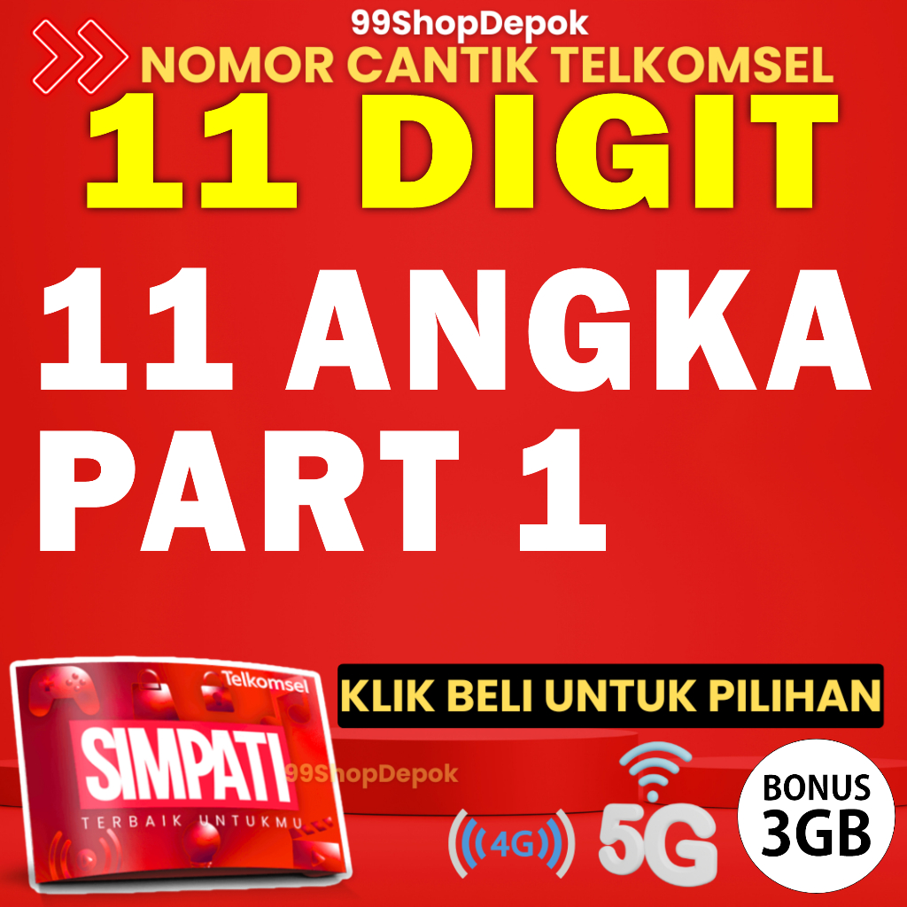 Kartu Perdana Nomor Cantik Telkomsel Simpati 11 Digit - Nomer Cantik Telkomsel 11 Digit - No Cantik 