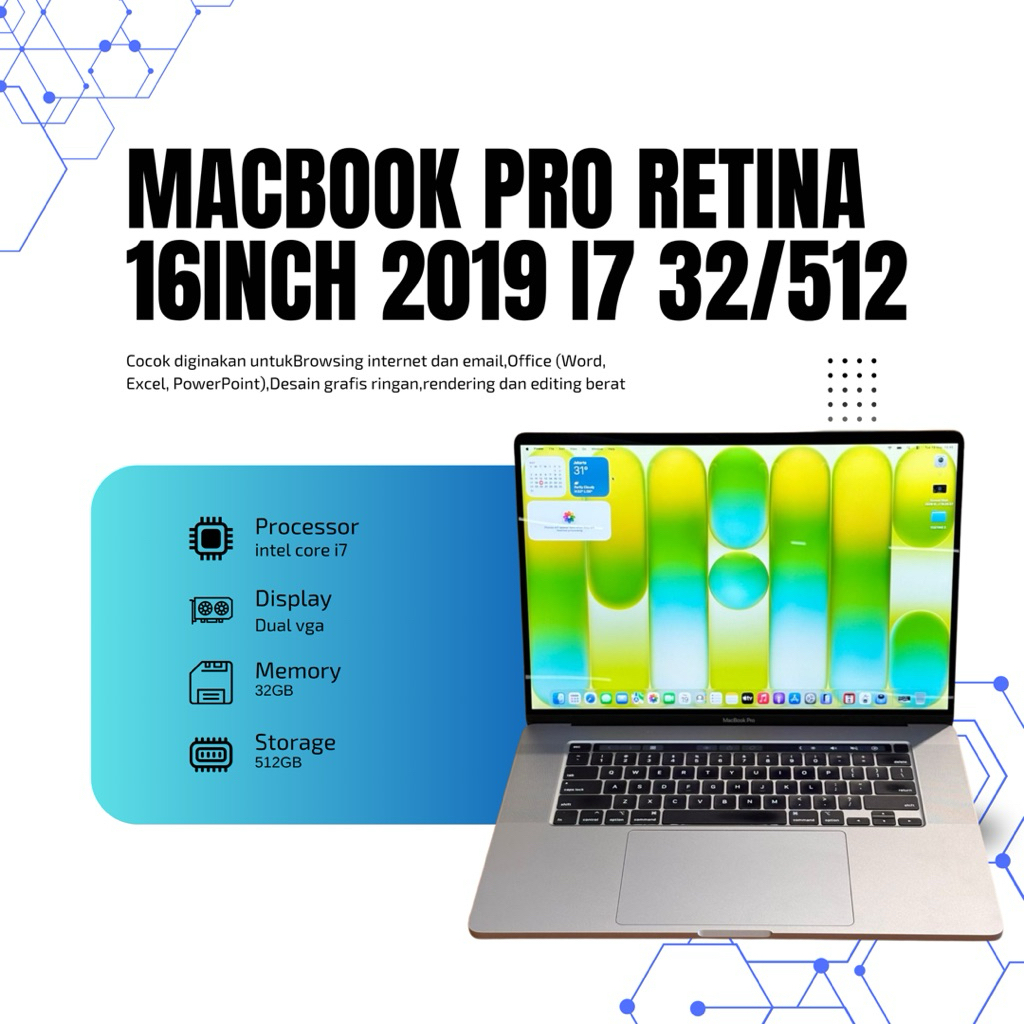 Pro Retina 16 Inch 2019 Core i7 RAM 32GB SSD 512GB