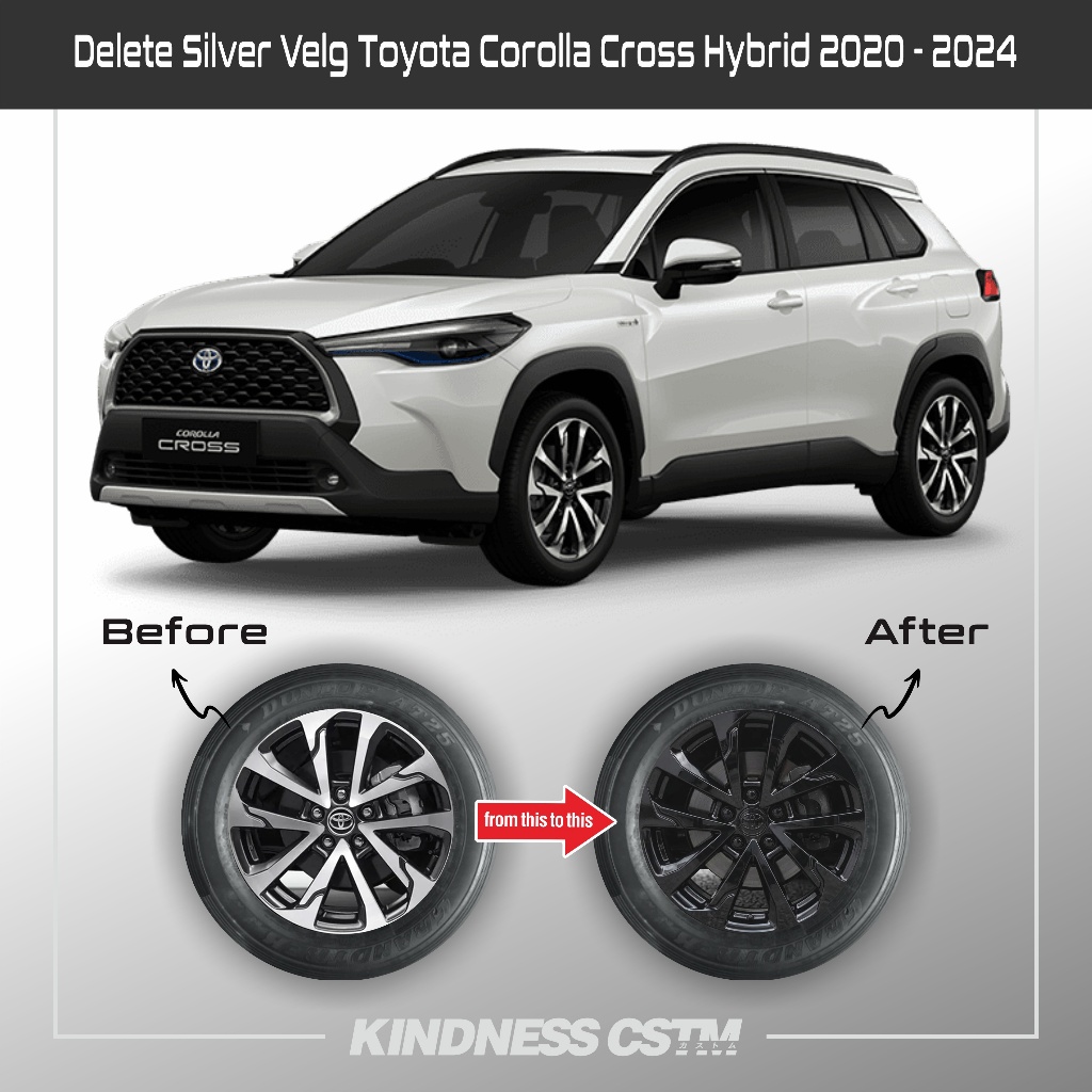 Sticker Velg | Delete Silver Velg Toyota Corolla Cross Hybrid 2020 - 2024 (harga 5 velg)