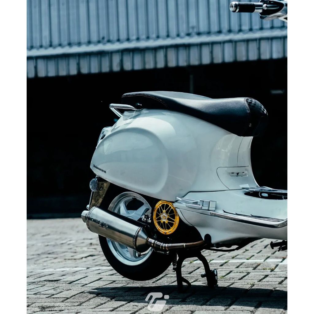 SHAMUTO Sleeper Exhaust Knalpot Silver Vespa LX S Sprint Primavera 150 3v iget abs 180 abs