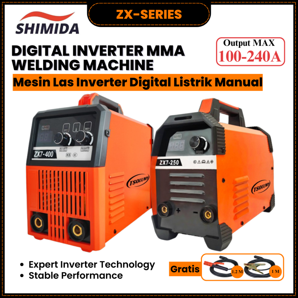 SHIMIDA Mesin Las Inverter MMA ZX7 Series Las Listrik Digital IGBT 220V Mesin Las Portable 225/250/2