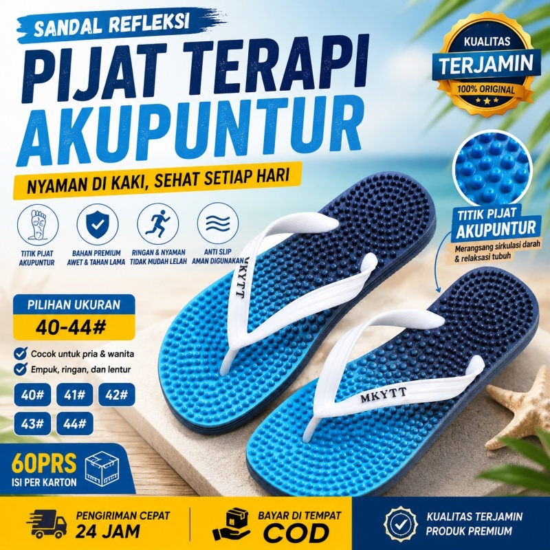 Sandal Jepit Pijat Dewasa Pria Wanita Model Simple Keren