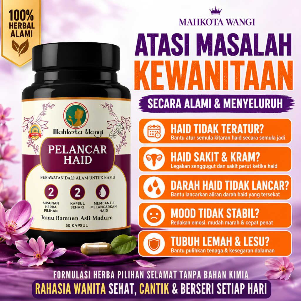 Pelancar Haid Telat Ampuh | Obat Haid Tidak Lancar & Nyeri Haid | Jamu Herbal Wanita Madura | Mahkot