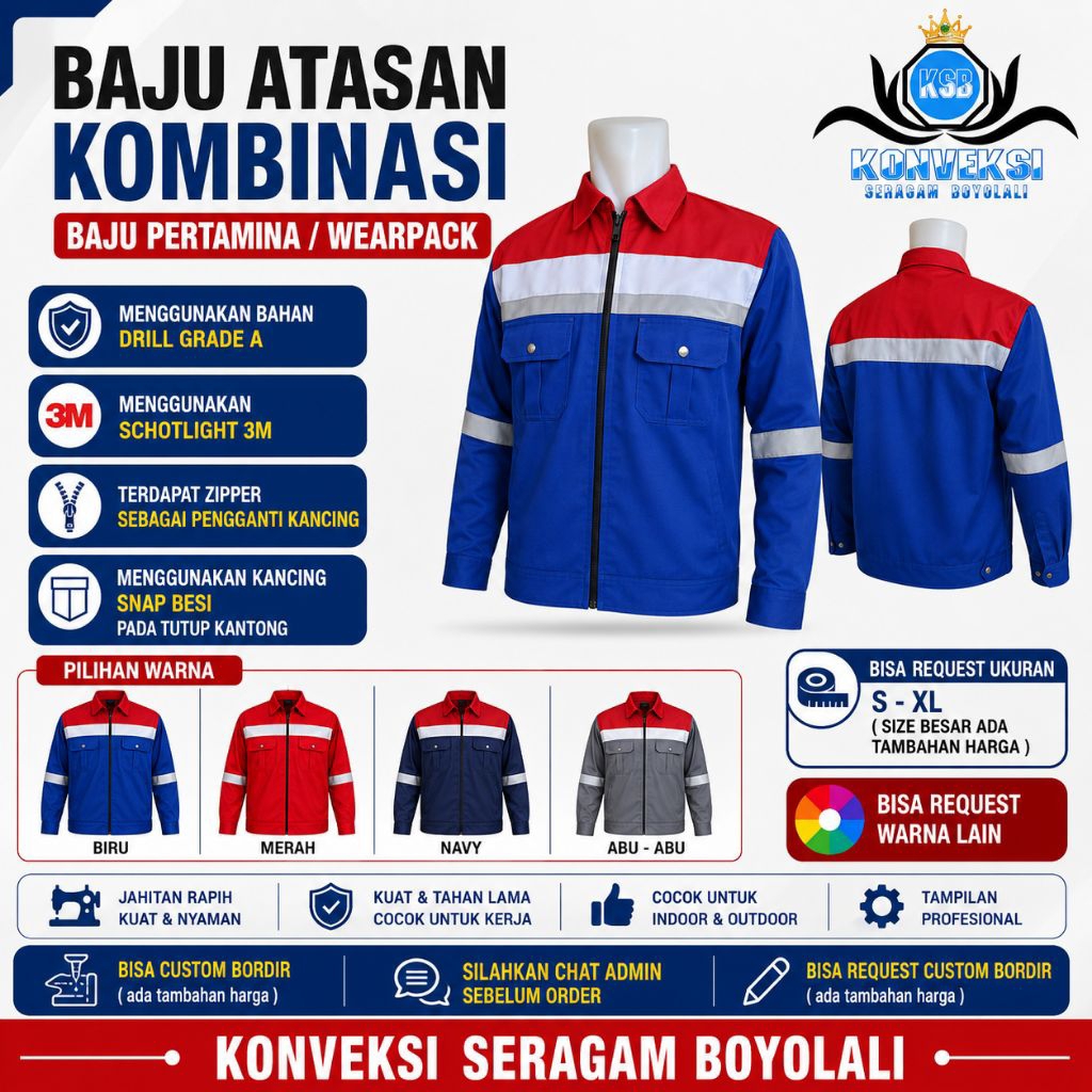 Baju Atasan kombinasi / baju Pertamina /wearpack