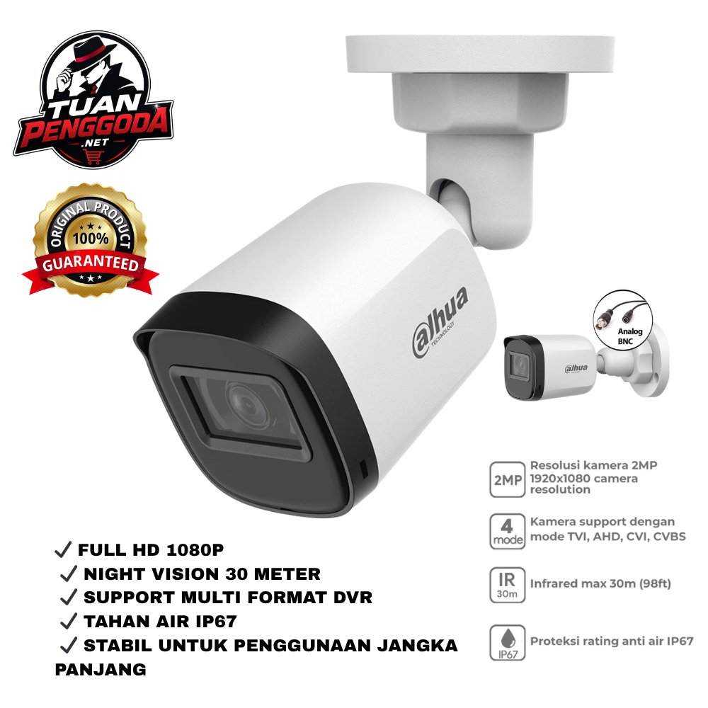 Kamera CCTV Dahua 2MP Outdoor HAC B1A21 U IR 30m Tahan Air IP67 Full HD