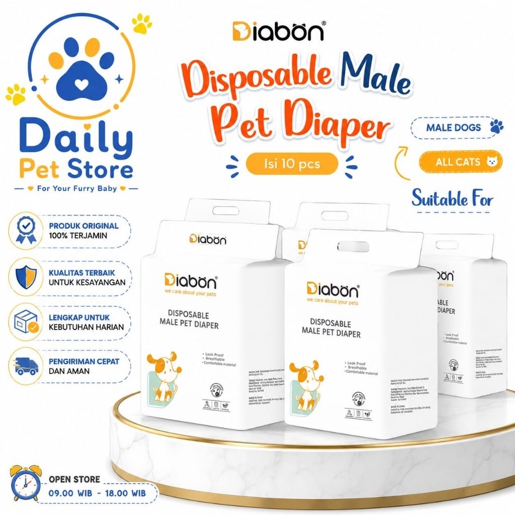 DIABON - Pampers anjing kucing jantan male  - Diaper Popok anjing kucing jantan male premium