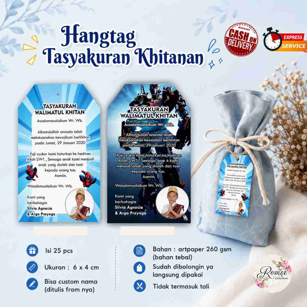 [25 pcs] Hangtag Tasyakuran Khitanan / Tag / Name Tag