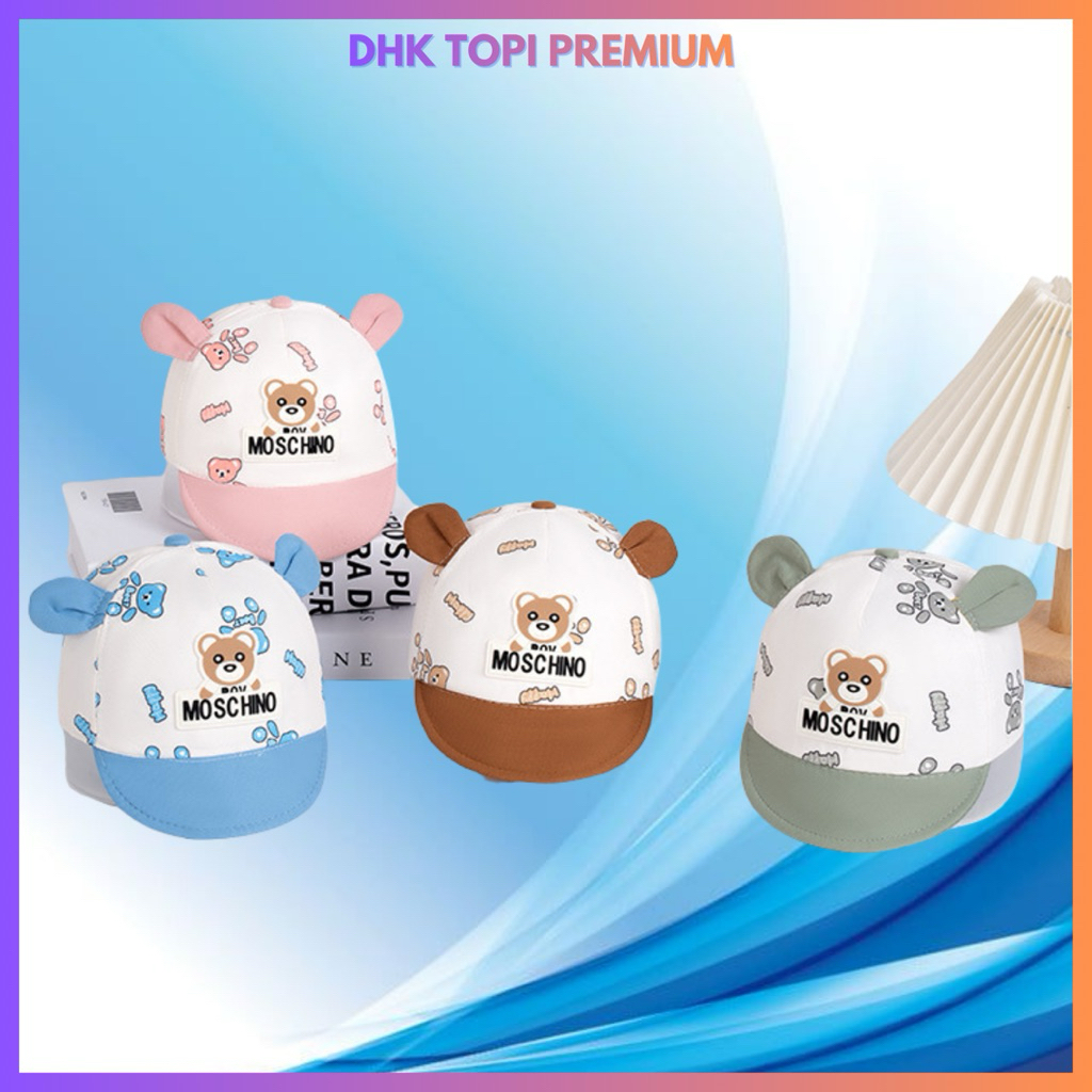 Topi Anak 3-24 bulan Bear Ears "Happy Moschino" fashion cewe cowo
