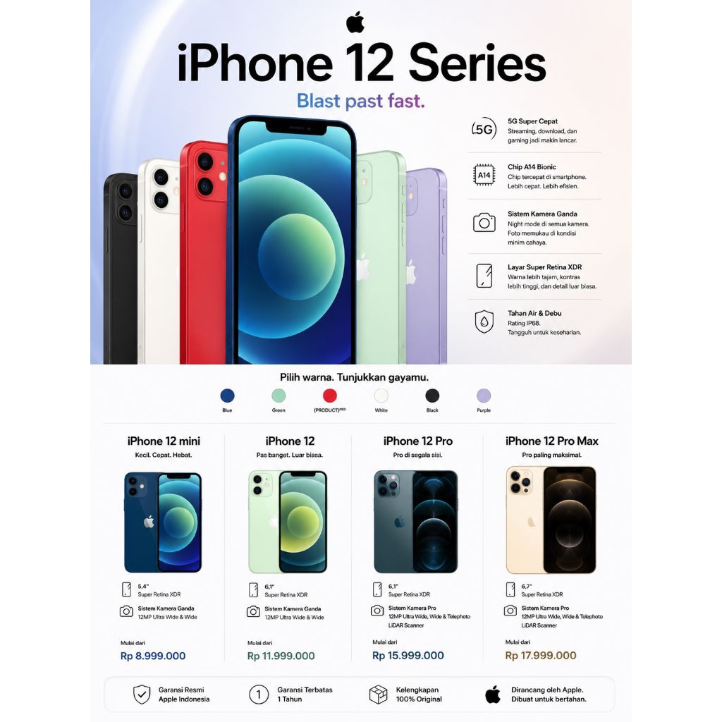 (SECOND LIKENEW) IPHONE12, IPHONE 12 PRO, IPHONE 12PROMAX JAKARTA