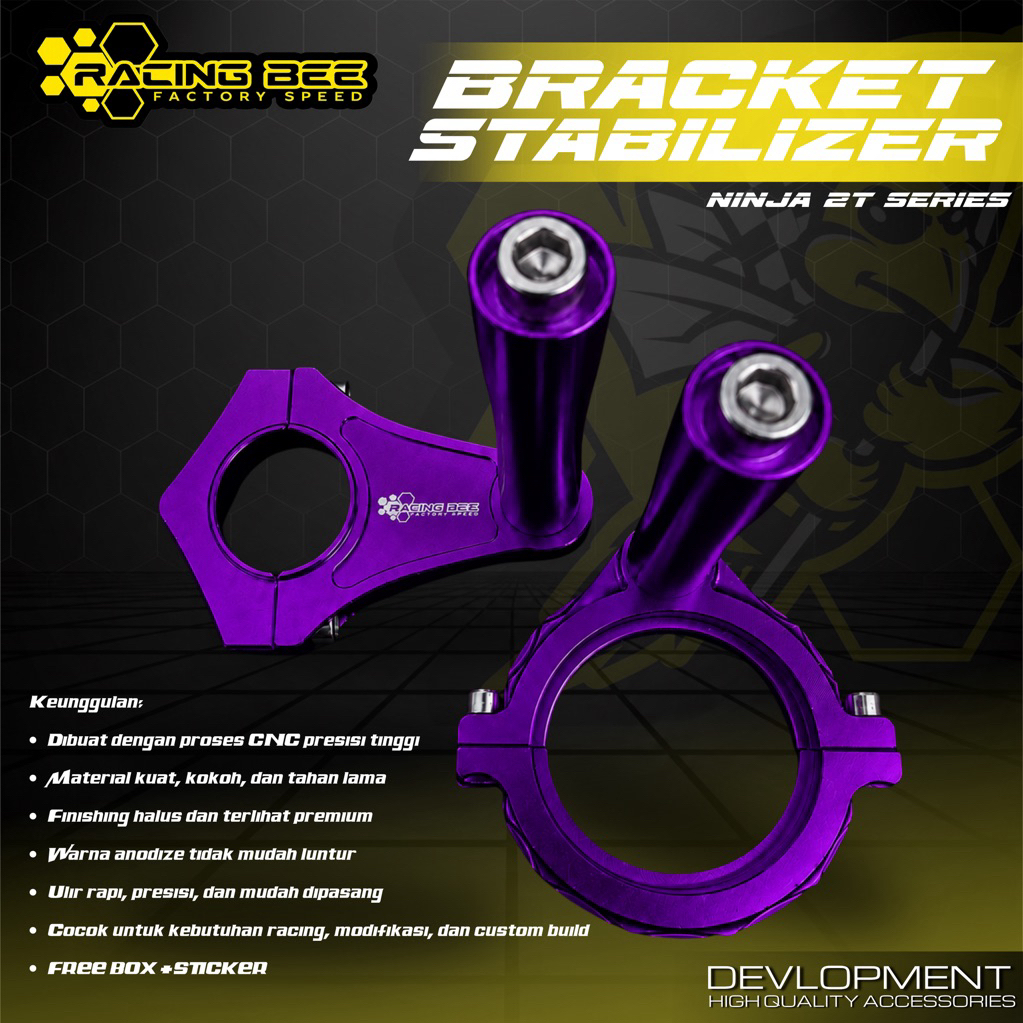 BREKET DUDUKAN STABILIZER NINJA R SS RR FULL CNC PURPLE UNGU RACING BEE
