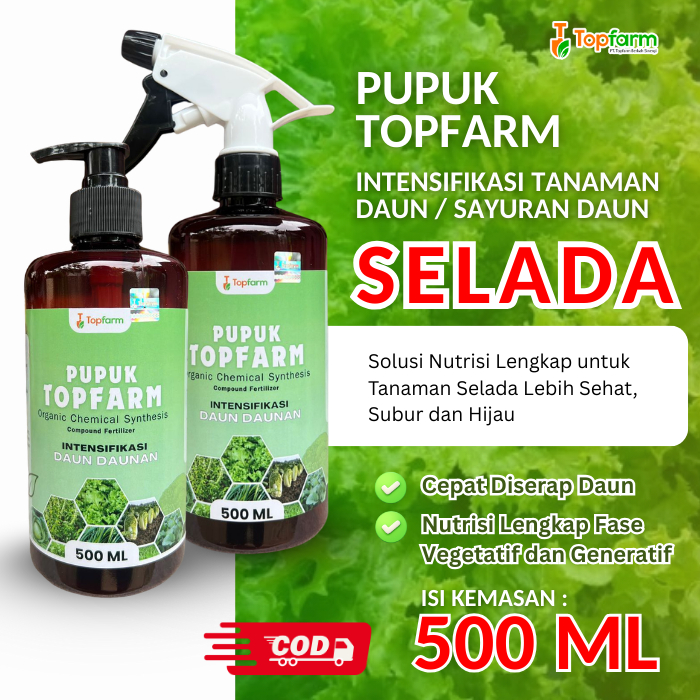 Pupuk TopFarm Terbaik / Pupuk Pelebat Daun Selada Siap Pakai / Pupuk Selada Hidroponik / Pupuk Selad