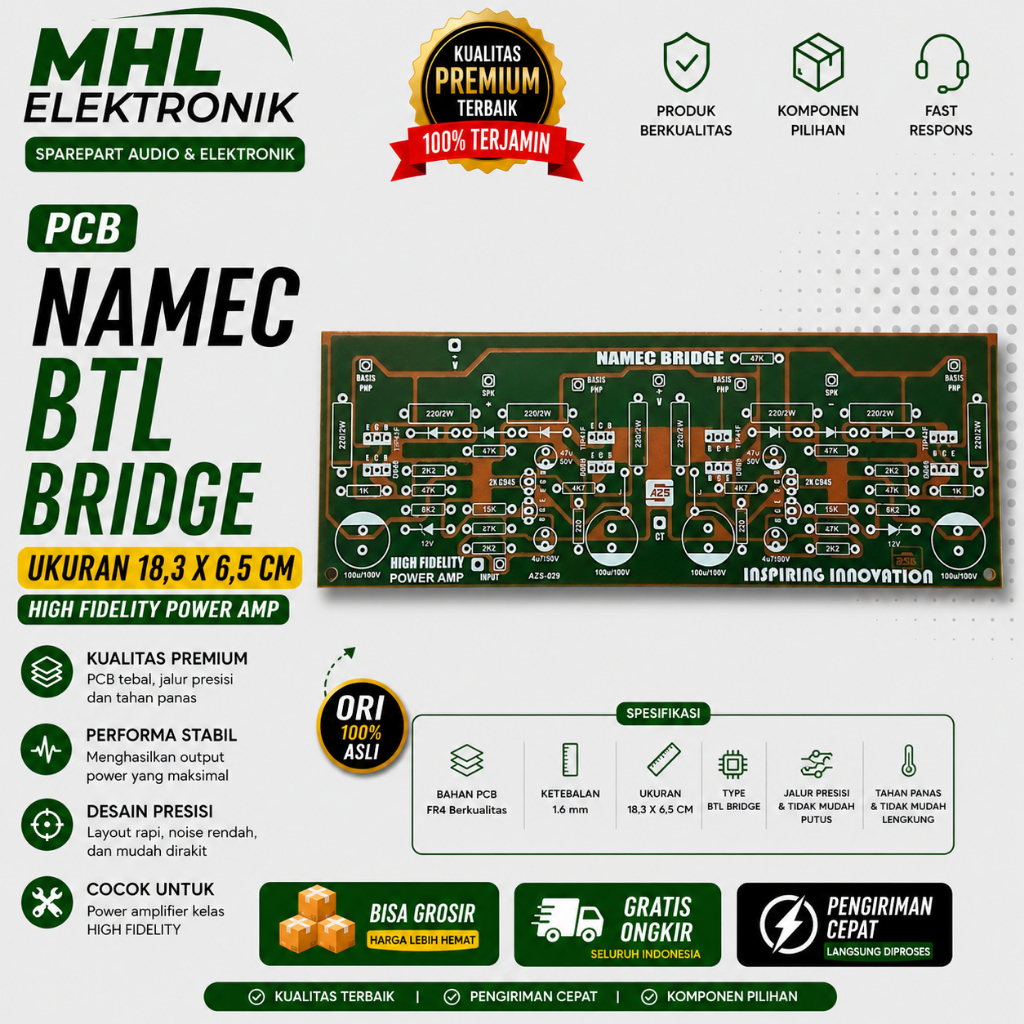 PCB NAMEC BTL 2500 Watt PCB NAMEC STEREO BTL PCB Driver Power Amplifier 2500W Namex BTL STEREO TIPE 