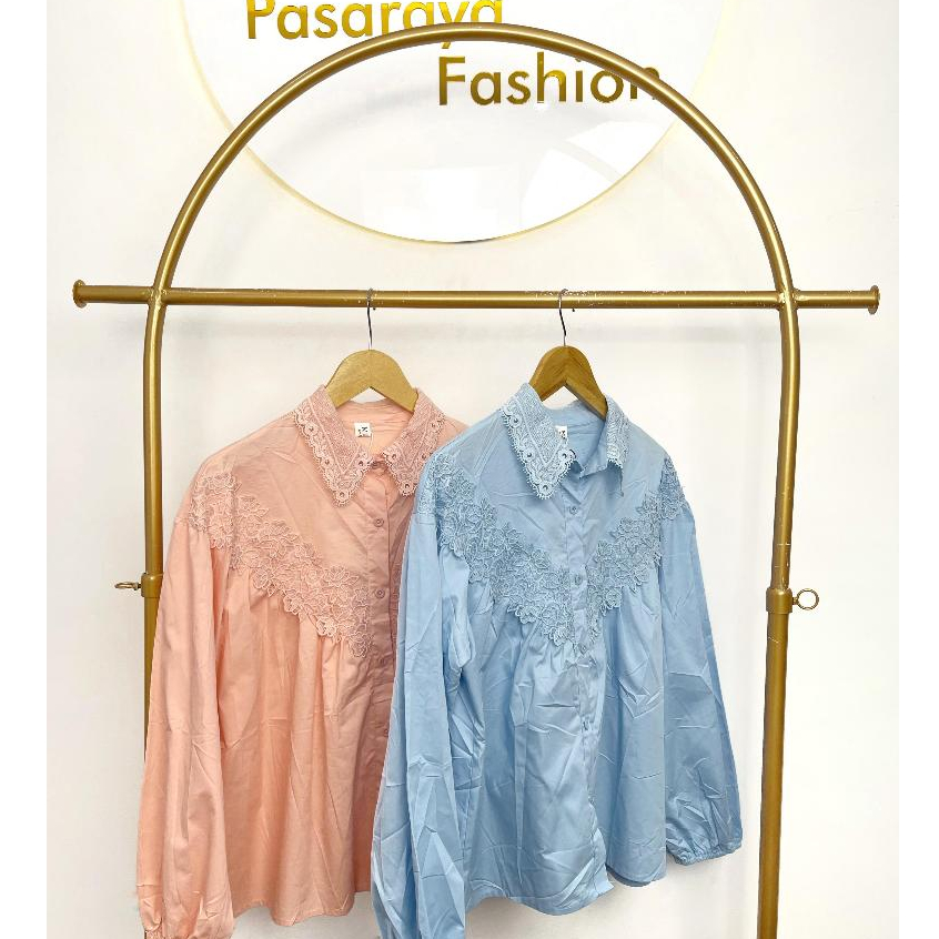 Kemeja Renda Wanita Import/Atasan Wanita Lengan Panjang/Blouse BKK