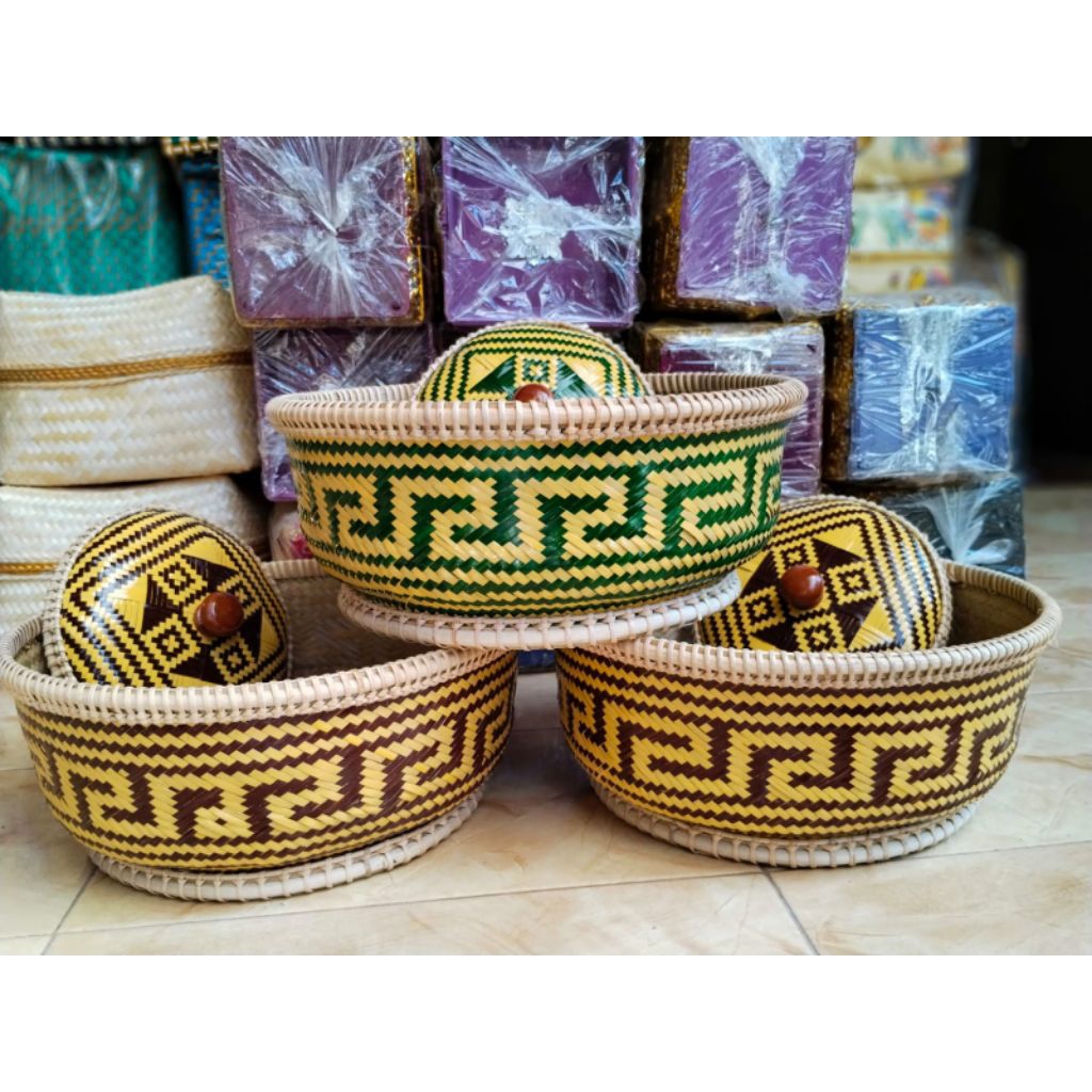 sbb Bokor Bambu & koran, ukuran dari 28 & 30cm, untuk sodan kepura & mejenukan/kondangan