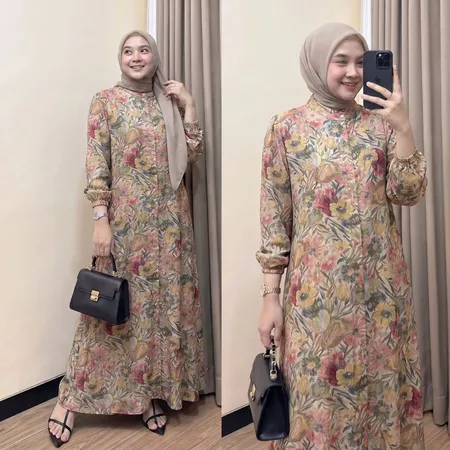 MOZA DRESS RAYON TANGAN KERUT