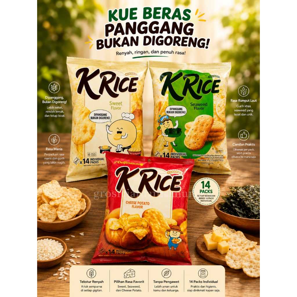 TERLARIS DELFI ORION CRACKERS O'RICE K'RICE SEAWEED / SWEET SNACK BERAS ENAK MURAH