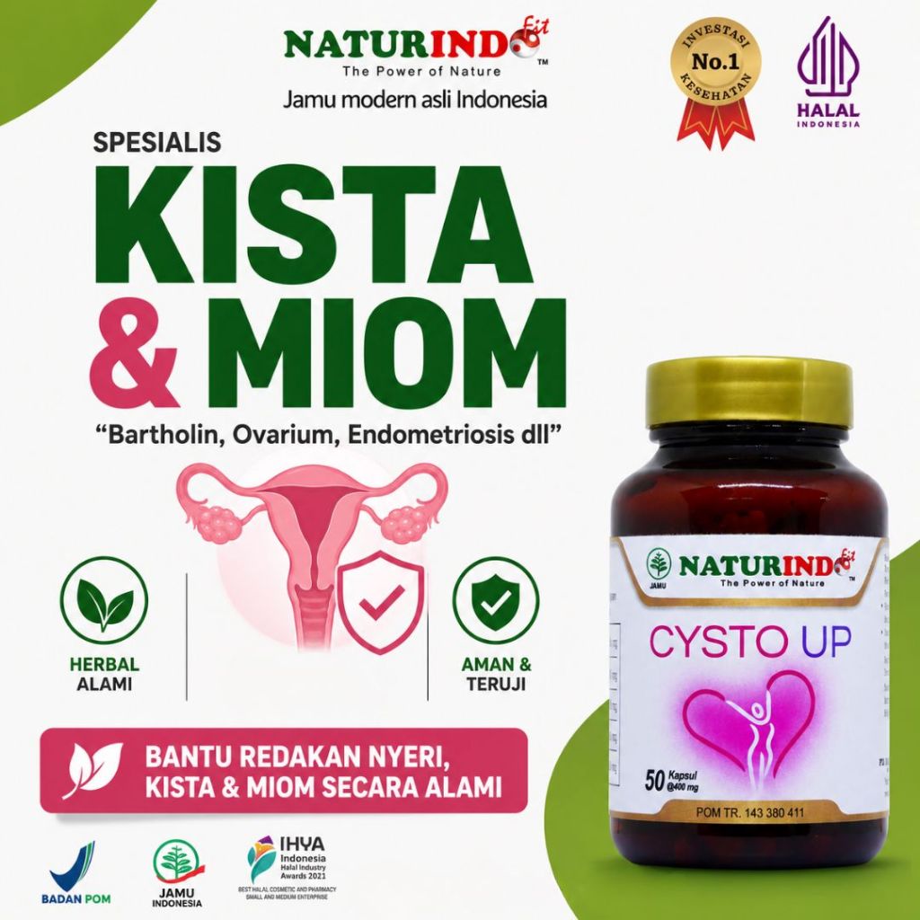 Kista Ovarium Coklat Bartholin Herbal Myom Rahim PCOS Herbal Cysto Up Naturindo