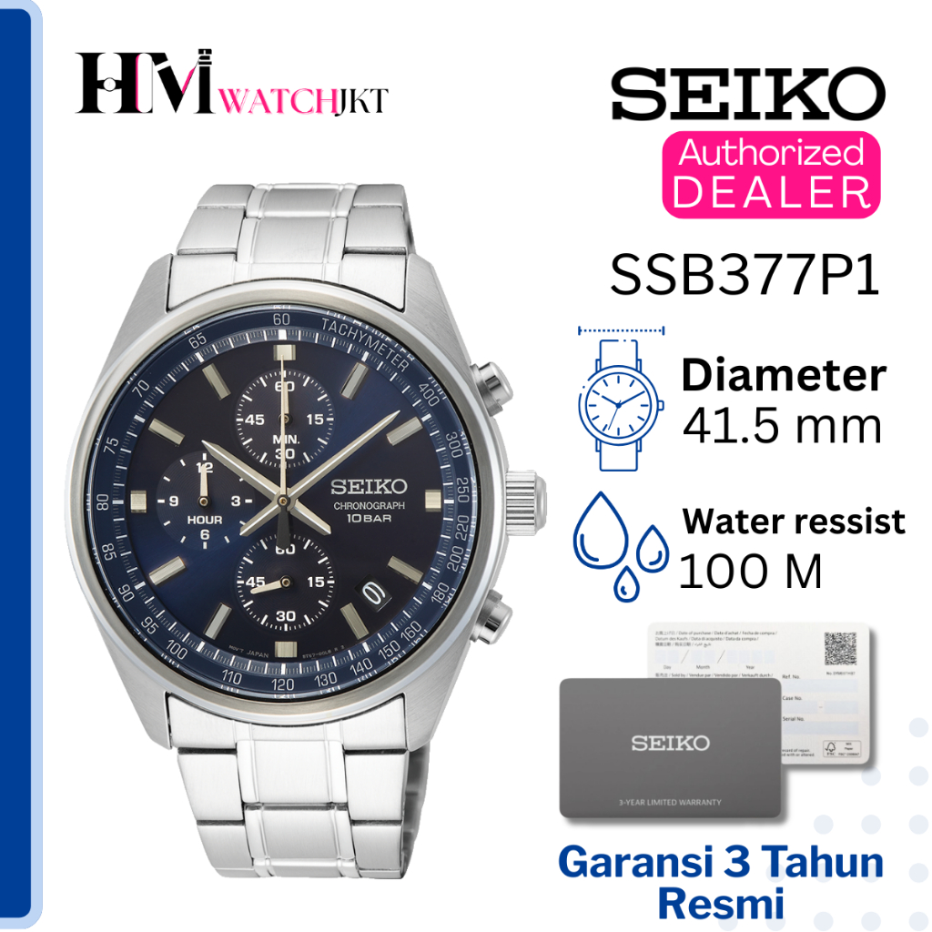 SEIKO SSB377P1 Jam Tangan Pria Original Analog Chronograph Quartz Antiair
