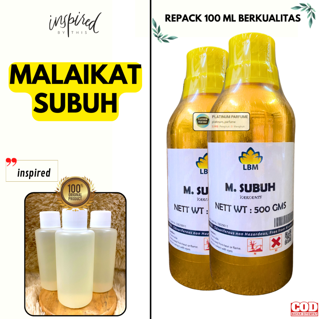 Bibit Parfum MALAIKAT SUBUH Repack 100 ML MURNI By LBM Fragrance - PERFUME Murni Tanpa Campuran - Bi