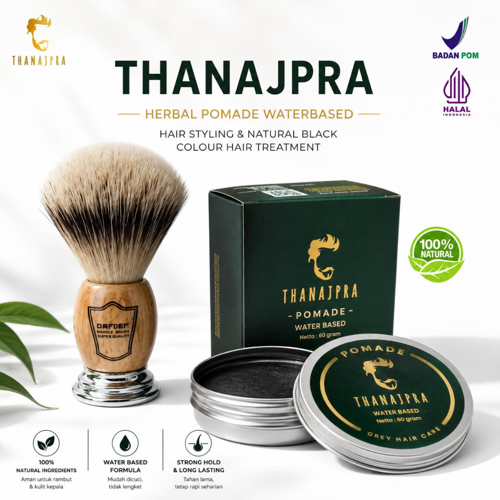 Pomade Thanajpra Minyak Rambut - Perawatan Rambut, Penghilang Uban, Penghitam Rambut, Pencegah Uban,