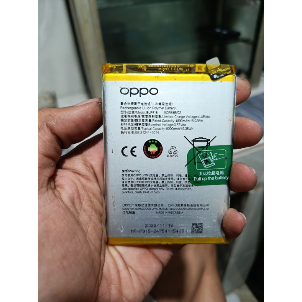 Batre Baterai BLP915 Oppo a17 a17k a57 5g original normal copotan asli