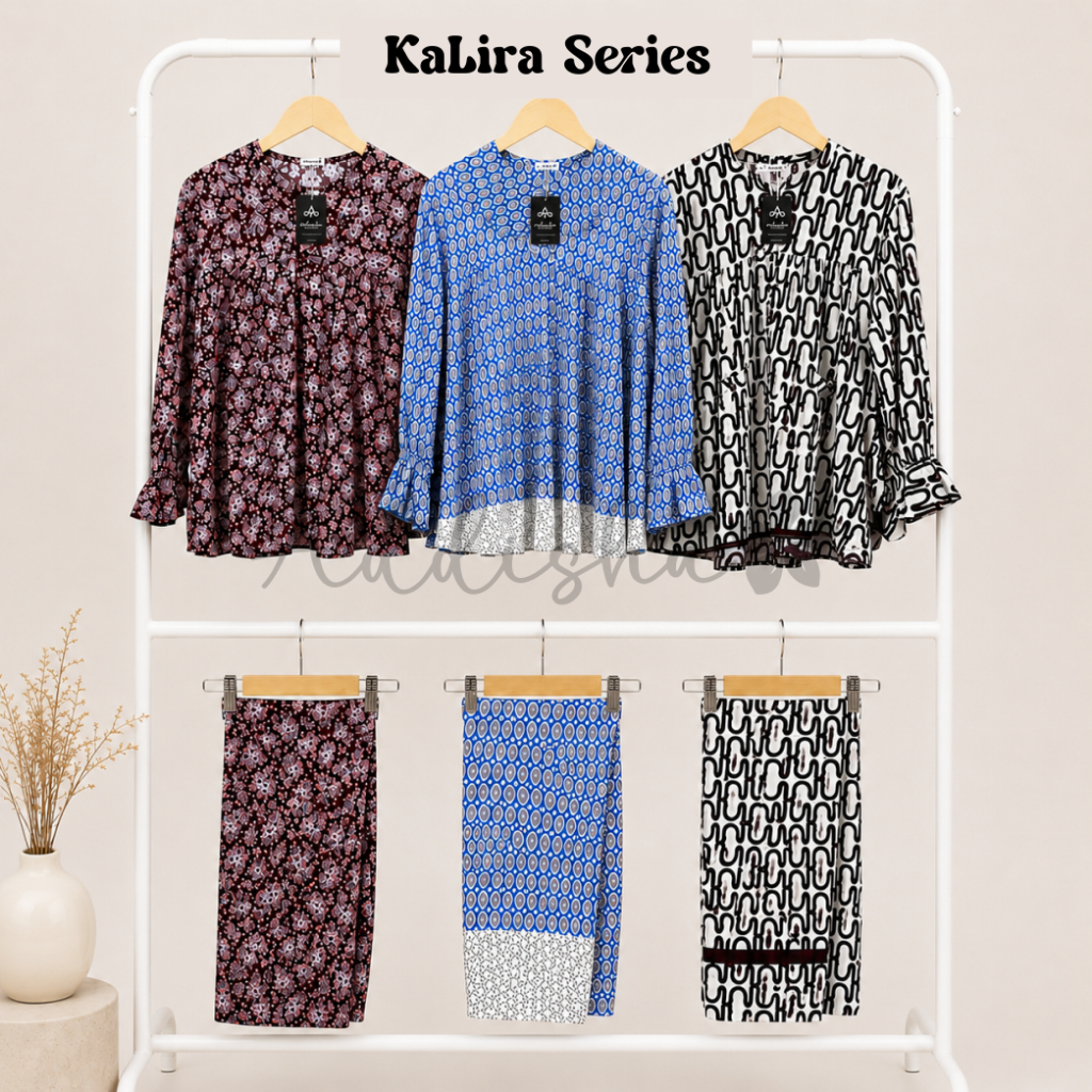 ADDISHA Set Rayon Setelan Baju Muslim Kekinian Piyama Baju Tidur - Kalira
