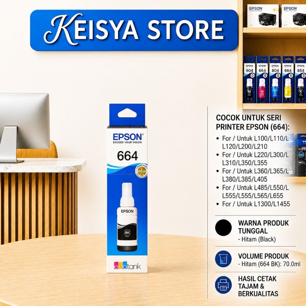 TINTA EPSON PREMIUM 664 HITAM ( Bk ) L120, L210, L360, L485