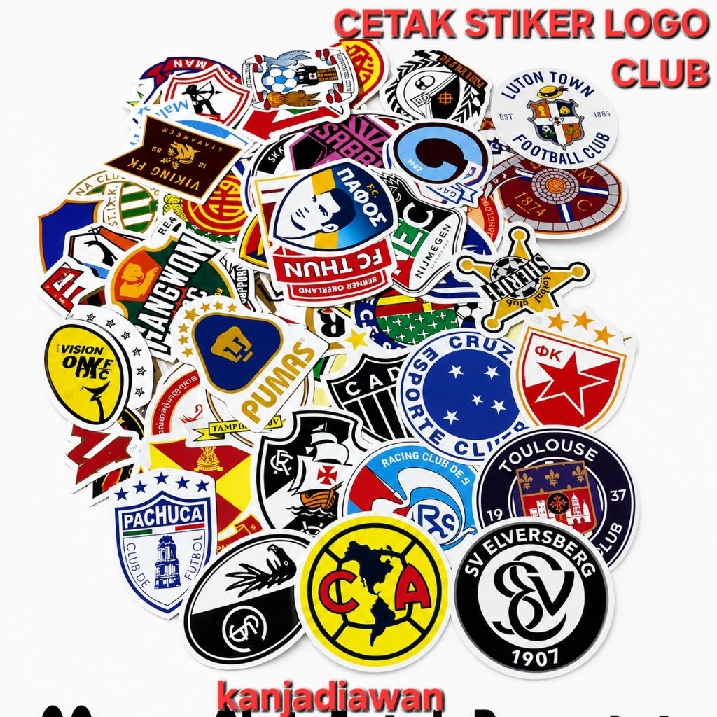 Custom Cetak Stiker Logo Club Sepak Bola, Basket, dll