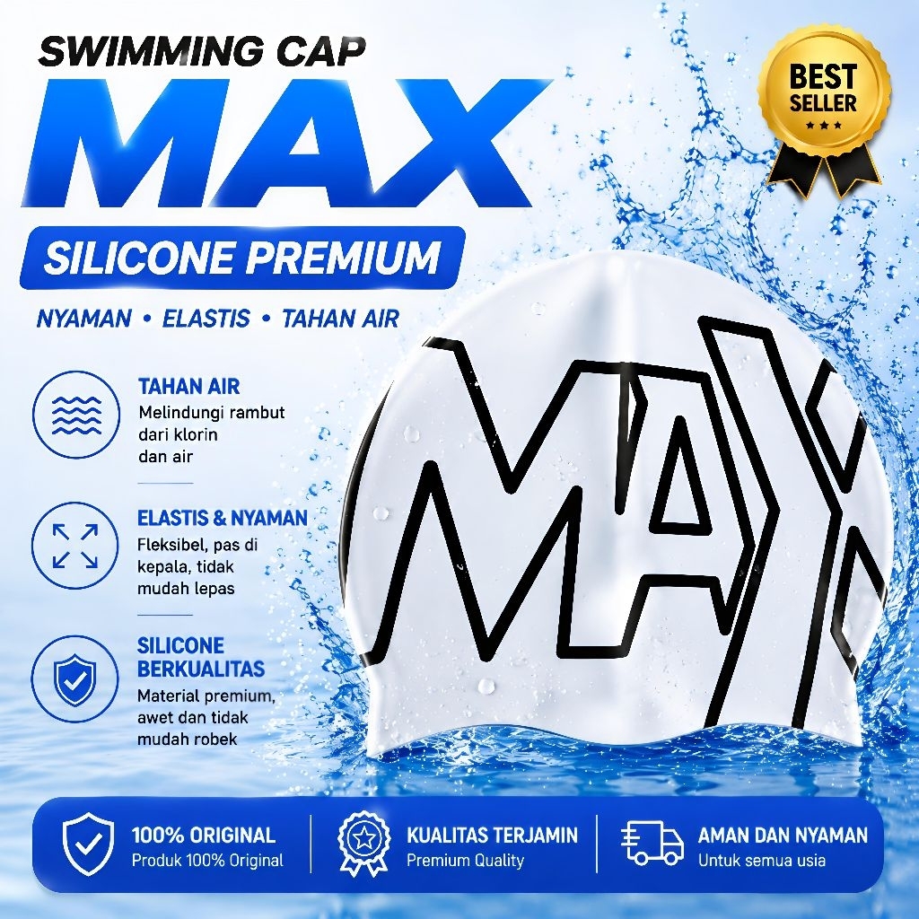 Topi renang max CAMO, MAX bold