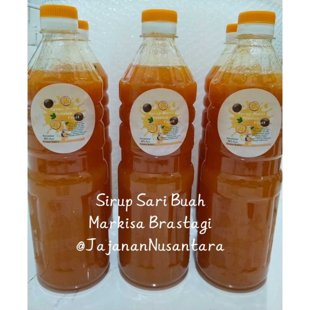 Sirup Sari Buah Markisa Asli Brastagi , Berbulir , Tanpa Pengawet Pewarna dan Pemanis  ,  650 Ml & 1