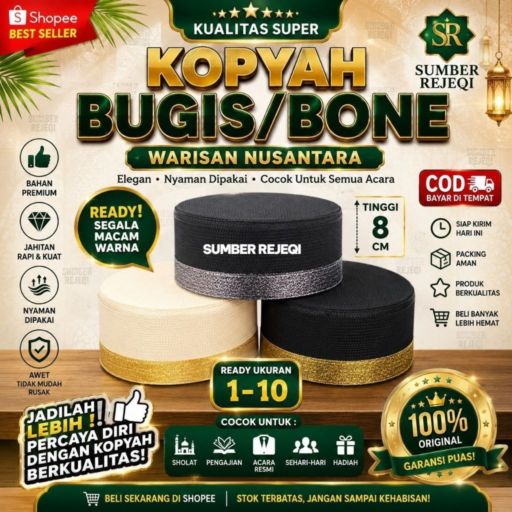 Songkok Recca Peci Reca BUGIS HITAM BONE peci anak Peci Hitam Songket Songkok peci putih Peci bugis 