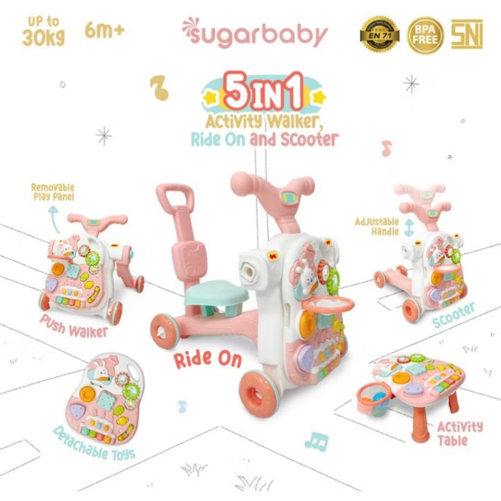 sugar baby push walker 5in1 preloved