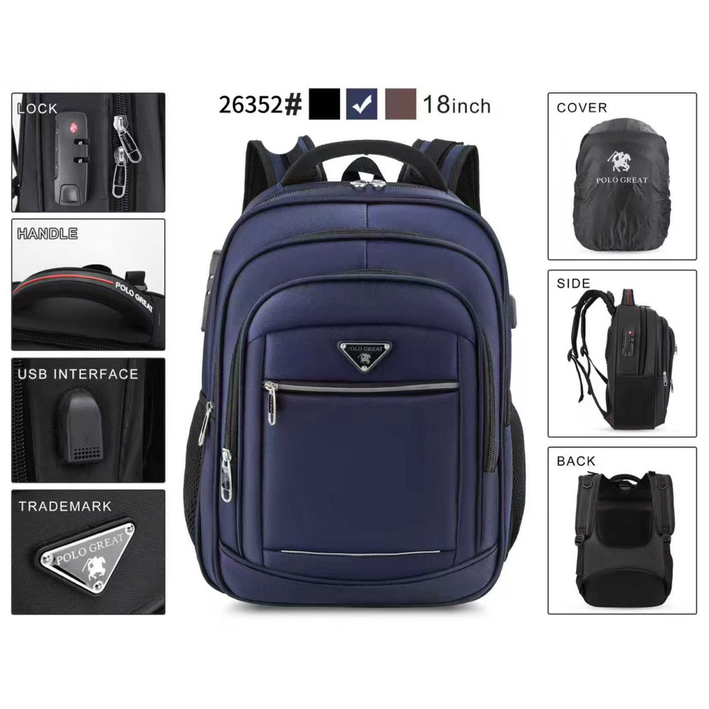 TAS RANSEL JUMBO POLO GREAT ORIGINAL / TAS RANSEL POLO JUMBO 18inch TAS LAPTOP / TAS RANSEL KERJA BE