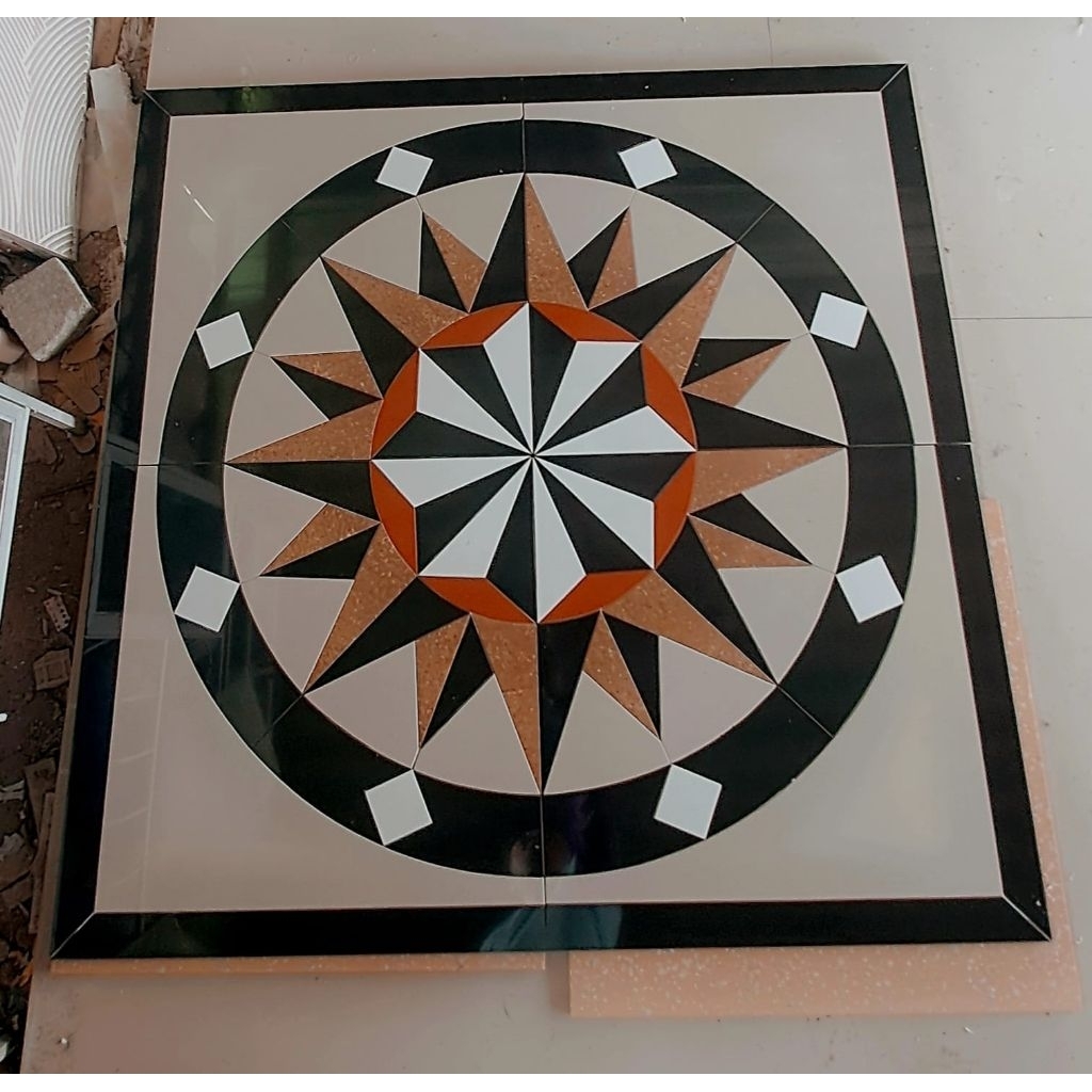 Granit Pola Motif Matahari Ukuran 120x120