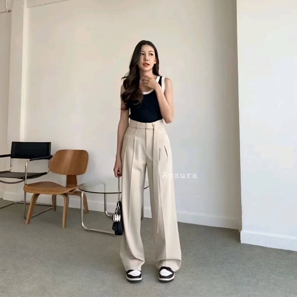 (PRELOVED) OBI HIGHWAIST LOOSE PANTS  L-XL WARNA VANILLA