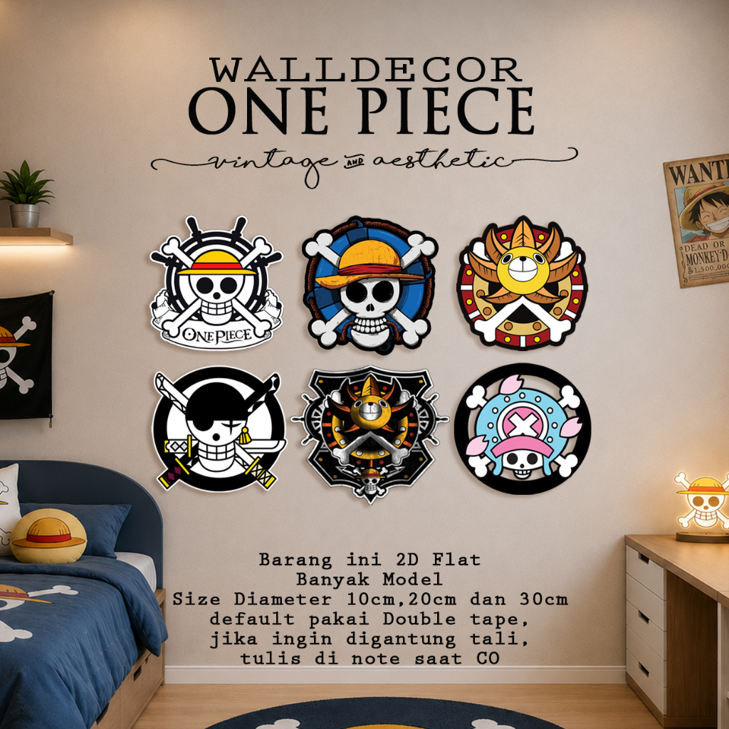 Waldecor Poster One Piece Kayu MDF ukir Monkey d' Luffy Roronoa Zoro Nami Nico Robin Sanji Usopp Ton