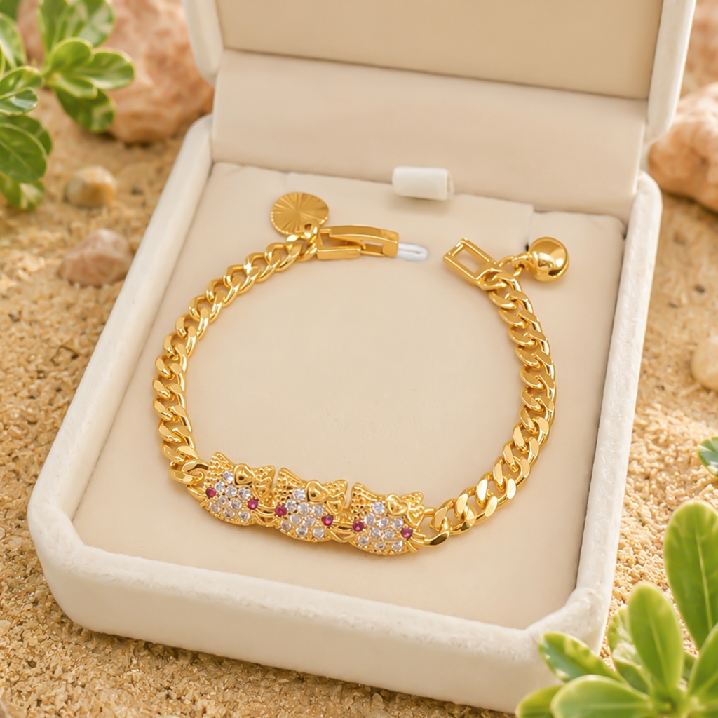 Gelang Rantai Anak HK Perhiasan Emas 18K Titanium Fashion Model Korea Perhiasan Bahan Koin Lama